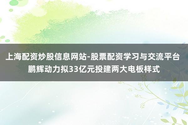 上海配资炒股信息网站-股票配资学习与交流平台 鹏辉动力拟33亿元投建两大电板样式
