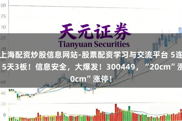 上海配资炒股信息网站-股票配资学习与交流平台 5连板、5天3板！信息安全，大爆发！300449，“20cm”涨停！