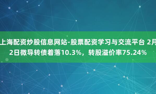 上海配资炒股信息网站-股票配资学习与交流平台 2月2日微导转债着落10.3%，转股溢价率75.24%