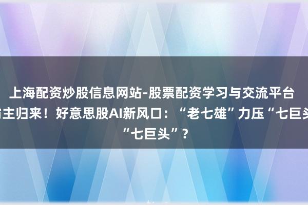 上海配资炒股信息网站-股票配资学习与交流平台 旧霸主归来！好意思股AI新风口：“老七雄”力压“七巨头”？
