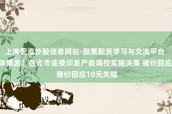 上海配资炒股信息网站-股票配资学习与交流平台 养猪股集体爆发！各省市连接印发产能调控实施决策 猪价回应10元关隘